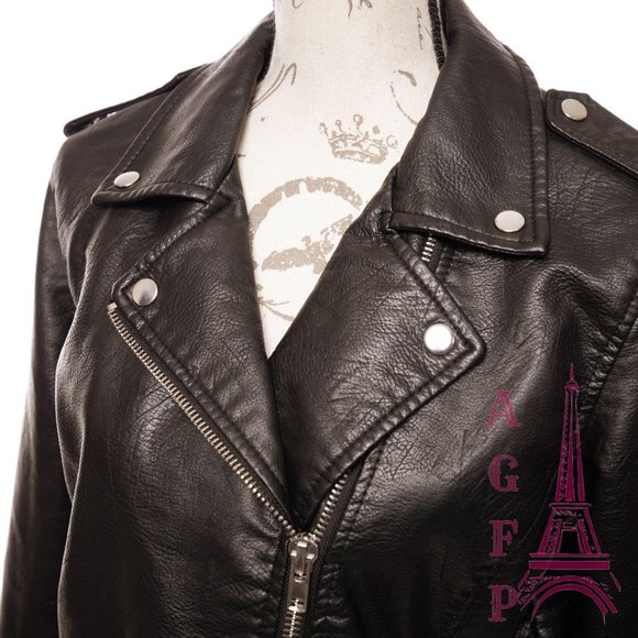 Wild Fable Womens vegan leather black moto jacket - Picture 11 of 14